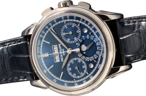 Title: Perpetual Calendar Chronograph Ref. 5270G
Brand: Patek Philippe
Model: Perpetual Calendar Chronograph
Ref: 5270G
Category: Dress
Diameter: 41mm
Functions: Kronograf, Dato, Ugedag, Månefase
Year: 2011
Price:
Condition:
Dial Color: Blå
Strap: Læder
Case material: Guld
Gender: Herre
Match: 100.0%
Billedet er ejet af ETP Watches (155476) Et Patek Philippe ur