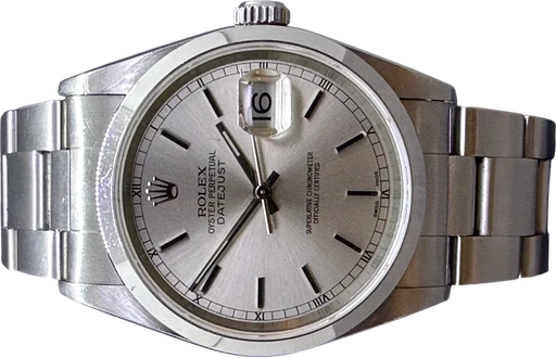 Titel: Datejust 36 mm Oyster lænke (Nyhed)
Mærke: Rolex
Model: Datejust 36
Ref.: 16200
Årgang: 1995
Tilbehør: Boks og Papirer
Pris: 50.000 kr.
Diameter: 36mm
Funktioner: Dato
Skivefarve: Grå
Rem: Metal
Kassemateriale: Stål
Kategori: Dress
Køn: Unisex
Match: 100.0%
Billedet ejes af Franz Jaeger & Me (1129290) Et Rolex ur