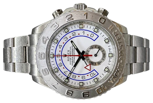 Titel: Yacht-Master II Hvidguld
Mærke: Rolex
Model: Yacht-Master II
Ref.: 116689
Årgang: 2010
Tilbehør:
Pris: 225.000 kr.
Diameter: 44mm
Funktioner: Kronograf
Skivefarve: Hvid
Rem: Metal
Kassemateriale: Guld
Kategori: Sport
Køn: Herre
Match: 100.0%
Billedet ejes af Franz Jaeger & Me (101775) Et Rolex ur
