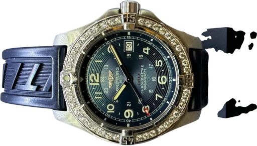 Title: Colt M Diamant krans
Brand: Breitling
Model: crosswind
Ref: A74380
Category: Sport
Diameter: 41mm
Functions: Dato
Year: 2000
Price: 26000
Condition: 10.0
Dial Color: Sort
Strap: Andet
Case material: Stål
Gender: Herre
Match: 100.0%
Billedet er ejet af Franz Jaeger & Me (101769) Et Breitling ur