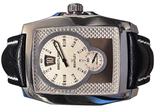 Titel: Bentley Flying B Jumping Hour
Mærke: Breitling
Model: Bentley Flying B Jumping Hour
Ref.: A28362
Årgang: 2006
Tilbehør: Boks og Papirer
Pris: 45.000 kr.
Diameter: 48mm
Funktioner:
Skivefarve: Sølv
Rem: Læder
Kassemateriale: Stål
Kategori: Sport
Køn: Herre
Match: 100.0%
Billedet ejes af Franz Jaeger & Me (101819) Et Breitling ur