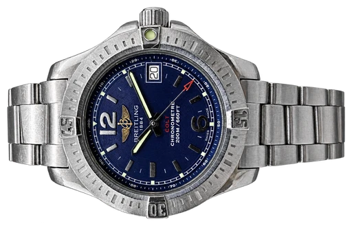 Titel: Colt Quartz Lady
Mærke: Breitling
Model: Colt Quartz Lady
Ref.: A7738811
Årgang: 2016
Tilbehør: Boks og Papirer
Pris: 14.000 kr.
Diameter: 33mm
Funktioner: Dato
Skivefarve: Blå
Rem: Metal
Kassemateriale: Stål
Kategori: Sport
Køn: Dame
Match: 100.0%
Billedet ejes af Franz Jaeger & Me (101782) Et Breitling ur