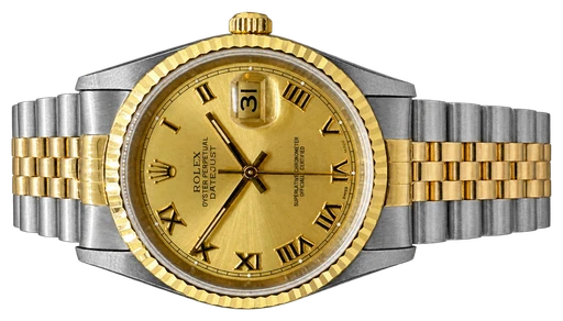 Titel: Datejust 36 mm med romertal
Mærke: Rolex
Model: Datejust
Ref.: 16233
Årgang: 1995
Tilbehør: Boks og Papirer
Pris: 48.000 kr.
Diameter: 36mm
Funktioner: Dato
Skivefarve: Guld
Rem: Metal
Kassemateriale: Stål
Kategori: Dress
Køn: Unisex
Match: 100.0%
Billedet ejes af Franz Jaeger & Me (139917) Et Rolex ur