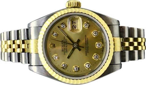Title: Datejust 26 mm Guld/stål m.diamanter
Brand: Rolex
Model: Datejust
Ref: 69173
Category: Dress
Diameter: 26mm
Functions: Dato
Year: 1996
Price: 46000
Condition:
Dial Color: Gul
Strap: Metal
Case material: Andet
Gender: Dame
Match: 100.0%
Billedet er ejet af Franz Jaeger & Me (110917) Et Rolex ur
