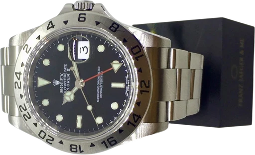 Title: Explorer II sort skive
Brand: Rolex
Model: Explore 2
Ref: 16570
Category: Sport
Diameter: 40mm
Functions: Dato, GMT
Year: 2001
Price: 52000
Condition: 10.0
Dial Color: Sort
Strap: Metal
Case material: Stål
Gender: Herre
Match: 100.0%
Billedet er ejet af Franz Jaeger & Me (448612) Et Rolex ur