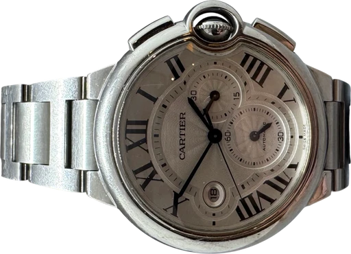 Title: Ballon Bleu 44mm
Brand: Cartier
Model: Ballone Belu
Ref: W6920002
Category: Dress
Diameter: 44mm
Functions: Kronograf, Dato
Year: 2013
Price: 45000
Condition: 7.0
Dial Color: Sølv
Strap: Metal
Case material: Stål
Gender: Herre
Match: 100.0%
Billedet er ejet af Franz Jaeger & Me (154274) Et Cartier ur