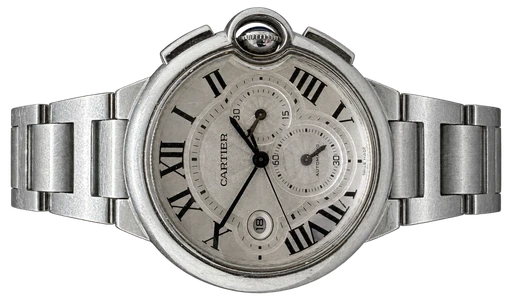 Titel: Ballon Bleu 44mm
Mærke: Cartier
Model: Ballon Bleu
Ref.: W6920002
Årgang: 2013
Tilbehør: Boks og Papirer
Pris: 45.000 kr.
Diameter: 44mm
Funktioner: Kronograf, Dato
Skivefarve: Sølv
Rem: Metal
Kassemateriale: Stål
Kategori: Dress
Køn: Herre
Match: 100.0%
Billedet ejes af Franz Jaeger & Me (154274) Et Cartier ur