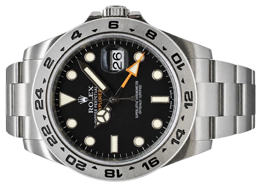 Titel: Explorer II 42mm
Mærke: Rolex
Model: Explorer II
Ref.: 216570
Årgang: 2016
Tilbehør:
Pris: 65.000 kr.
Diameter: 42mm
Funktioner: Dato, GMT
Skivefarve: Sort
Rem: Metal
Kassemateriale: Stål
Kategori: Sport
Køn: Herre
Match: 100.0%
Billedet ejes af Franz Jaeger & Me (1027524) Et Rolex ur