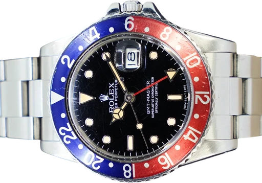 Title: GMT-Master (Pepsi)
Brand: Rolex
Model: GMT-Master
Ref: 16750
Category: Pilot
Diameter: 40mm
Functions: GMT, Dato
Year: 1984
Price: 82995
Condition: 8.0
Dial Color: Sort
Strap: Metal
Case material: Stål
Gender: Herre
Match: 100.0%
Billedet er ejet af GP Watches (705929) Et Rolex ur