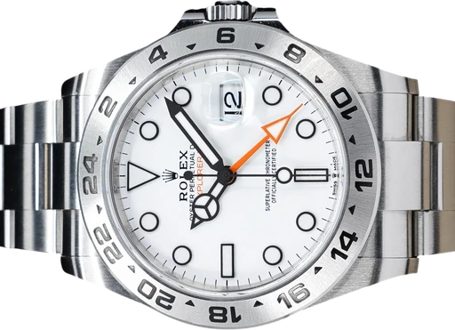 Title: Explorer II Polar (New)
Brand: Rolex
Model: Explorer II Polar
Ref: 226570
Category: Sport
Diameter: 42mm
Functions: Dato, GMT
Year: 2022
Price: 72995
Condition: 9.0
Dial Color: Hvid
Strap: Metal
Case material: Stål
Gender: Herre
Match: 100.0%
Billedet er ejet af GP Watches (907708) Et Rolex ur