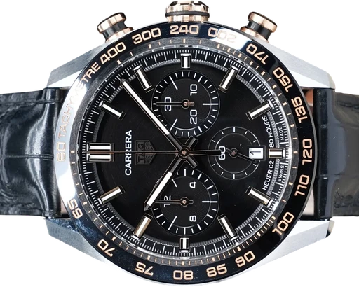 Titel: Carrera 44 MM
Mærke: Tag Heuer
Model: Carrera
Ref.: CBN2A5A.FC6481
Kategori: Racing
Diameter: 44mm
Funktioner: Kronograf, Dato
Årgang: 2023
Pris: 32995
Stand: 9.0 (Brugt)
Skivefarve: Sort
Rem: Læder
Kassemateriale: Stål
Køn: Herre
Match: 100.0%
Billedet ejes af GP Watches (930902) Et Tag Heuer ur