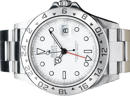 Titel: Explorer II Polar (Nyhed)
Mærke: Rolex
Model: Explorer II Polar
Ref.: 16570
Årgang: 2009
Tilbehør: Boks og Papirer
Stand: 9.0 (Brugt)
Pris: 61.995 kr.
Diameter: 40mm
Funktioner: Dato, GMT
Skivefarve: Hvid
Rem: Metal
Kassemateriale: Stål
Kategori: Sport
Køn: Herre
Match: 100.0%
Billedet ejes af GP Watches (1065480) Et Rolex ur