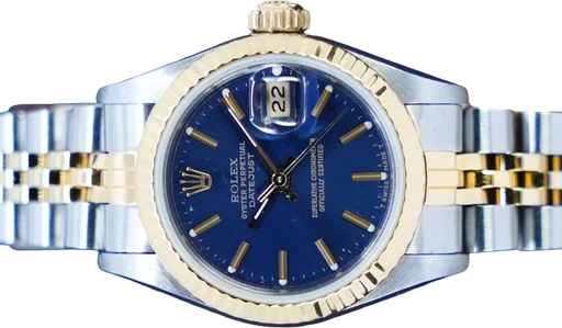 Title: Datejust 69173 (New)
Brand: Rolex
Model: Datejust 69173
Ref: 69173
Category: Dress
Diameter: 26mm
Functions: Dato
Year: 1987
Price: 26995
Condition: 7.5
Dial Color: Blå
Strap: Metal
Case material: Guld
Gender: Dame
Match: 100.0%
Billedet er ejet af GP Watches (710119) Et Rolex ur