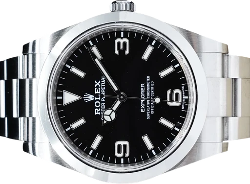 Title: Explorer I (New)
Brand: Rolex
Model: Explorer I
Ref: 214270
Category: Sport
Diameter: 39mm
Functions:
Year: 2019
Price: 49995
Condition: 8.5
Dial Color: Sort
Strap: Metal
Case material: Stål
Gender: Herre
Match: 100.0%
Billedet er ejet af GP Watches (905610) Et Rolex ur
