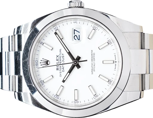 Titel: Datejust 126300 (Nyhed)
Mærke: Rolex
Model: Datejust 126300
Ref.: 126300
Kategori: Dress
Diameter: 41mm
Funktioner: Dato
Årgang: 2021
Pris: 57495
Stand: 8.0 (Brugt)
Skivefarve: Hvid
Rem: Metal
Kassemateriale: Stål
Køn: Herre
Match: 100.0%
Billedet ejes af GP Watches (949797) Et Rolex ur