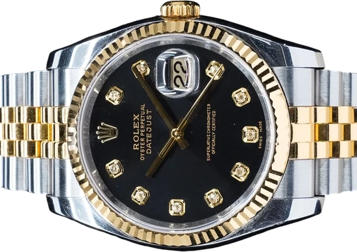 Titel: Datejust 36 MM (Nyhed)
Mærke: Rolex
Model: Datejust
Ref.: 116233
Årgang: 2010
Tilbehør: Boks og Papirer
Stand: 9.0 (Brugt)
Pris: 73.995 kr.
Diameter: 36mm
Funktioner: Dato
Skivefarve: Sort
Rem: Metal
Kassemateriale: Guld
Kategori: Dress
Køn: Herre
Match: 100.0%
Billedet ejes af GP Watches (1069319) Et Rolex ur