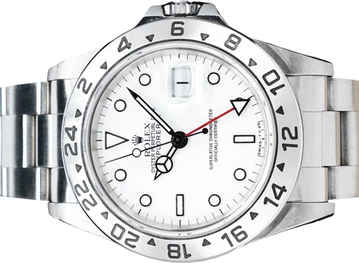 Titel: Explorer II Polar (Nyhed)
Mærke: Rolex
Model: Explorer II Polar
Ref.: 16570
Kategori: Sport
Diameter: 40mm
Funktioner: Dato, GMT
Årgang: 1993
Pris: 56995
Stand: 8.5 (Brugt)
Skivefarve: Hvid
Rem: Metal
Kassemateriale: Stål
Køn: Herre
Match: 100.0%
Billedet ejes af GP Watches (945835) Et Rolex ur