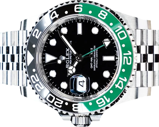 Titel: GMT-Master II Sprite
Mærke: Rolex
Model: GMT-Master II Sprite
Ref.: 126720VTNR
Årgang: 2026
Tilbehør: Boks og Papirer
Stand: 10.0 (Nyt)
Pris: 122.995 kr.
Diameter: 40mm
Funktioner: GMT, Dato
Skivefarve: Sort
Rem: Metal
Kassemateriale: Stål
Kategori: Pilot
Køn: Herre
Match: 100.0%
Billedet ejes af GP Watches (964549) Et Rolex ur