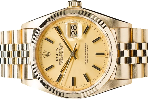 Titel: Datejust 16018
Mærke: Rolex
Model: Datejust
Ref.: 16018
Kategori: Dress
Diameter: 36mm
Funktioner: Dato
Årgang: 1980
Pris: 134995
Stand: 9.0 (Brugt)
Skivefarve: Gul
Rem: Metal
Kassemateriale: Guld
Køn: Herre
Match: 100.0%
Billedet ejes af GP Watches (937475) Et Rolex ur