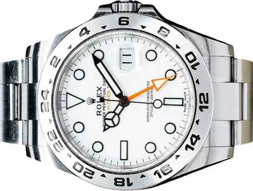 Titel: Explorer II (Nyhed)
Mærke: Rolex
Model: Explorer II
Ref.: 216570
Årgang: 2019
Tilbehør: Boks og Papirer
Stand: 8.0 (Brugt)
Pris: 62.995 kr.
Diameter: 42mm
Funktioner: Dato, GMT
Skivefarve: Hvid
Rem: Metal
Kassemateriale: Stål
Kategori: Sport
Køn: Herre
Match: 100.0%
Billedet ejes af GP Watches (1033049) Et Rolex ur