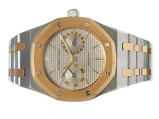 Title: Royal Oak Day Date
Brand: Audemars Piguet
Model: Royal Oak Day Date
Ref: 5572SA
Category: Dress
Diameter: 36mm
Functions: Ugedag, Dato
Year: 1983
Price: 510000
Condition: undefined
Dial Color: Sølv
Strap: Metal
Case material: Guld
Gender: Herre
Match: 100.0%
Billedet er ejet af Hvelplund (102465) Et Audemars Piguet ur