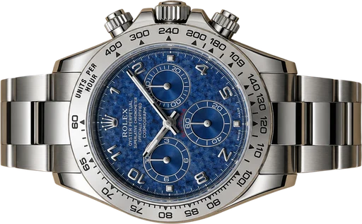 Titel: Daytona
Mærke: Rolex
Model: Daytona
Ref.: 116509
Kategori: Racing
Diameter: 40mm
Funktioner: Kronograf
Årgang: 2007
Pris: 579500
Stand: 7.0 (Brugt)
Skivefarve: Blå
Rem: Metal
Kassemateriale: Guld
Køn: Herre
Match: 100.0%
Billedet ejes af Hvelplund (940540) Et Rolex ur