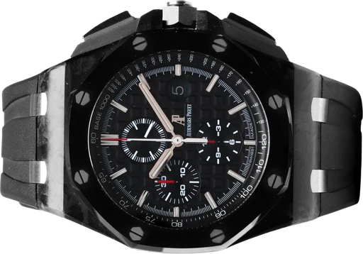 Title: Royal Oak Offshore
Brand: Audemars Piguet
Model: Royal Oak Offshore
Ref: 26400AU.00.A002CA.01
Category: Sport
Diameter: 44mm
Functions: Dato, Kronograf
Year: 2015
Price: 249500
Condition: 8.0
Dial Color: Sort
Strap: Andet
Case material: Keramik
Gender: Herre
Match: 100.0%
Billedet er ejet af Hvelplund (102435) Et Audemars Piguet ur