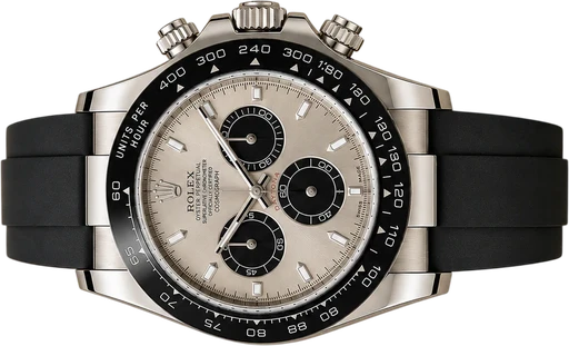 Titel: Daytona
Mærke: Rolex
Model: Daytona
Ref.: 116519LN
Kategori: Racing
Diameter: 40mm
Funktioner: Kronograf
Årgang: 2022
Pris: 285000
Stand: 10.0 (Nyt)
Skivefarve: Sølv
Rem: Andet
Kassemateriale: Guld
Køn: Herre
Match: 100.0%
Billedet ejes af Hvelplund (929805) Et Rolex ur