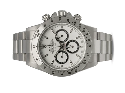 Title: Daytona Zenith
Brand: Rolex
Model: Daytona Zenith
Ref: 16520
Category: Racing
Diameter: 40mm
Functions: Kronograf
Year: 1996
Price: 199500
Condition: undefined
Dial Color: Hvid
Strap: Metal
Case material: Stål
Gender: Herre
Match: 100.0%
Billedet er ejet af Hvelplund (102448) Et Rolex ur