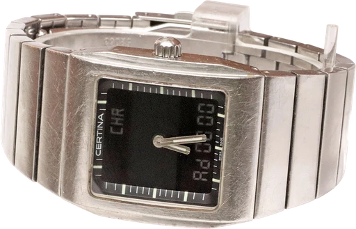Title: Analog/Digital
Brand: Certina
Model: Analog/Digital
Ref: KU2223 / 196.7.165.42
Category: Dress
Diameter: 38mm
Functions:
Year: 1980
Price: 2600
Condition: 6.0
Dial Color: Sort
Strap: Metal
Case material: Stål
Gender: Herre
Match: 100.0%
Billedet er ejet af Krognos (102265) Et Certina ur