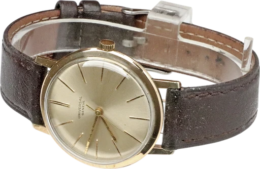 Title: KU3033
Brand: Universal Geneve
Model:
Ref: KU3033
Category: Dress
Diameter: 34mm
Functions:
Year: 1960
Price: 3500
Condition: 6.0
Dial Color: Gul
Strap: Læder
Case material: Stål
Gender: Unisex
Match: 100.0%
Billedet er ejet af Krognos (102320) Et Universal Geneve ur