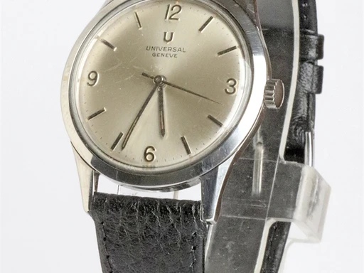 Title: KU2979
Brand: Universal Geneve
Model: 
Ref: KU2979
Category: Dress
Diameter: 34mm
Functions: 
Year: 1960
Price: 3500
Condition: undefined
Dial Color: Sølv
Strap: Læder
Case material: Stål
Gender: Unisex
Match: 100.0%
Billedet er ejet af Krognos (102317) Et Universal Geneve ur
