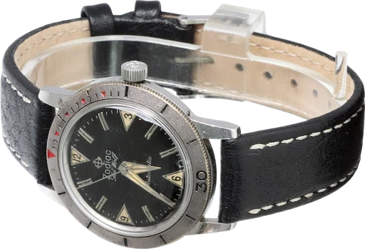 Title: SeaWolf
Brand: Zodiac
Model: SeaWolf
Ref: KU3562
Category: Dykker
Diameter: 35mm
Functions: Dato
Year: 1960
Price: 9800
Condition: 6.0
Dial Color: Sort
Strap: Læder
Case material: Stål
Gender: Herre
Match: 100.0%
Billedet er ejet af Krognos (136063) Et Zodiac ur