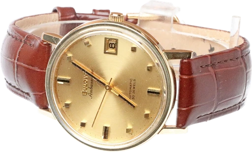 Title: Ambassador Automatic
Brand: Bulova
Model: Ambassador Automatic
Ref: KU2966/1-556493
Category: Dress
Diameter: 35mm
Functions: Dato
Year: 1960
Price: 4000
Condition: 6.0
Dial Color: Guld
Strap: Læder
Case material: Andet
Gender: Herre
Match: 100.0%
Billedet er ejet af Krognos (102272) Et Bulova ur