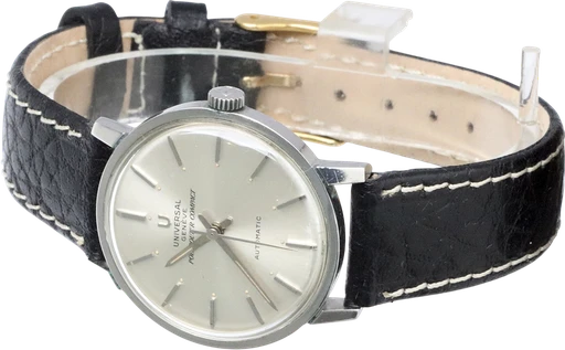 Title: Universal Genéve Polerouter Compact
Brand: Universal Geneve
Model: Polerouter Compact
Ref: KU5011
Category: Dress
Diameter: 32mm
Functions:
Year: 1960
Price: 8900
Condition: 6.0
Dial Color: Sølv
Strap: Læder
Case material: Stål
Gender: Herre
Match: 100.0%
Billedet er ejet af Krognos (142141) Et Universal Geneve ur