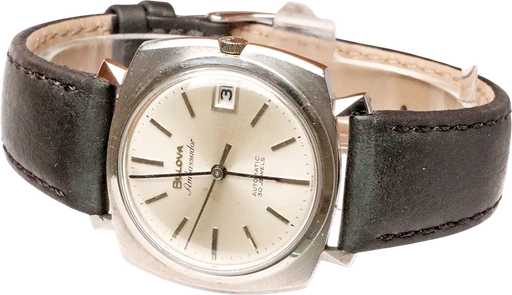 Title: Ambassador
Brand: Bulova
Model: Ambassador
Ref: KU1868 / 1-542445
Category: Dress
Diameter: 39mm
Functions: Dato
Year: 1960
Price: 3800
Condition: 6.0
Dial Color: Sølv
Strap: Læder
Case material: Stål
Gender: Herre
Match: 100.0%
Billedet er ejet af Krognos (102263) Et Bulova ur