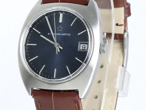 Title: Matic
Brand: Eterna
Model: Eterna-Matic
Ref: KU3743
Category: Dress
Diameter: 33mm
Functions: Dato
Year: 1970
Price: 4800
Condition: undefined
Dial Color: Sort
Strap: Læder
Case material: Stål
Gender: Unisex
Match: 100.0%
Billedet er ejet af Krognos (136094) Et Eterna ur