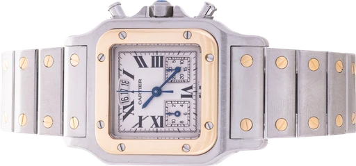 Titel: Santos Galbée Chronoflex armbåndsur af 18 kt. guld og stål med chronograf, Ø29 mm
Mærke: Cartier
Model: Santos Galbée Chronoflex
Ref.: 2425
Årgang:
Tilbehør:
Stand: 9.0 (Brugt)
Pris: 32.000 kr.
Diameter: 29mm
Funktioner: Kronograf, Dato
Skivefarve: Hvid
Rem: Metal
Kassemateriale: Guld
Kategori: Dress
Køn: Unisex
Match: 100.0%
Billedet ejes af Lauritz (993601) Et Cartier ur