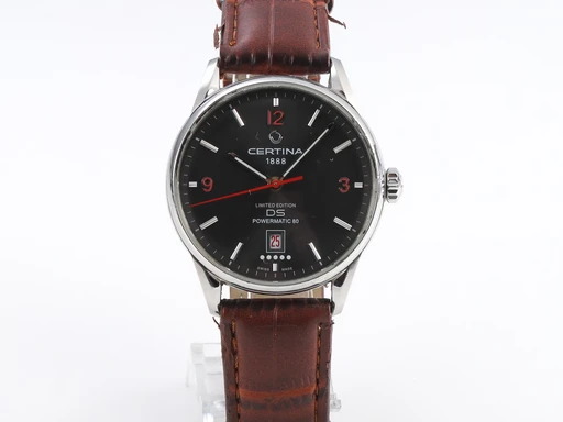 Title: 'DS Powermatic 80 Ole Einar Bjørndalen '. Limiteret herreur i stål med grå skive, ca. 2014 (New)
Brand: Certina
Model: DS Powermatic 80 Ole Einar Bjørndalen
Ref: C026.407.16.087.10
Category: Dress
Diameter: 40mm
Functions: Dato
Year: 2014
Price: 5000
Condition: 7.0
Dial Color: Sort
Strap: Læder
Case material: Stål
Gender: Herre
Match: 100.0%
Billedet er ejet af Lauritz (551745) Et Certina ur