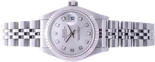 Title: Oyster Perpetual Datejust damearmbåndsur, stål og 18 kt hvidguld med brillanter
Brand: Rolex
Model: Oyster Perpetual Datejust
Ref: 69174G
Category: Dress
Diameter: 26mm
Functions: Dato
Year:
Price: 42000
Condition:
Dial Color: Sølv
Strap: Metal
Case material: Stål
Gender: Dame
Match: 100.0%
Billedet er ejet af Lauritz (359694) Et Rolex ur