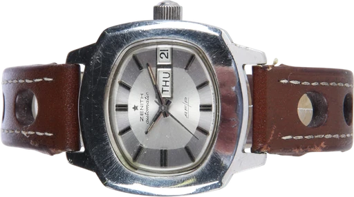 Title: herrearmbåndsur i kasse af stål, model 'AF/P Day-Date' (New)
Brand: Zenith
Model: AF/P Day-Date
Ref: null
Category: Dress
Diameter: 36mm
Functions: Dato, Ugedag
Year:
Price: 6200
Condition: 7.0
Dial Color: Sølv
Strap: Læder
Case material: Stål
Gender: Herre
Match: 100.0%
Billedet er ejet af Lauritz (901702) Et Zenith ur