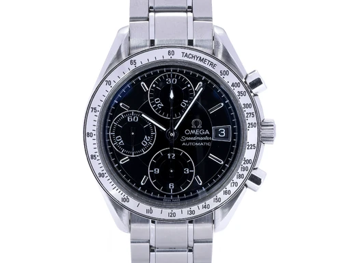 Title: Speedmaster Automatic herrearmbåndsur af stål Ø 39 mm
Brand: Omega
Model: Speedmaster Automatic
Ref: null
Category: Racing
Diameter: 39mm
Functions: Kronograf, Dato
Year:
Price: 20000
Condition:
Dial Color: Sort
Strap: Metal
Case material: Stål
Gender: Herre
Match: 100.0%
Billedet er ejet af Lauritz (530718) Et Omega ur