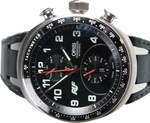 Title: Chronograph automatic herreur model Ruf CTR3.
Brand: Oris
Model: Ruf CTR3
Ref: 7611-70
Category: Racing
Diameter: 45mm
Functions: Kronograf, Dato
Year:
Price: 8800
Condition: 7.0
Dial Color: Sort
Strap: Læder
Case material: Titanium
Gender: Herre
Match: 100.0%
Billedet er ejet af Lauritz (631591) Et Oris ur