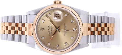 Title: Oyster Perpetual Datejust. Armbåndsur af 18 kt. guld og stål med diamanter
Brand: Rolex
Model: Oyster Perpetual Datejust
Ref: 16233G
Category: Dress
Diameter: 36mm
Functions: Dato
Year:
Price: 60000
Condition:
Dial Color: Guld
Strap: Metal
Case material: Guld
Gender: Herre
Match: 100.0%
Billedet er ejet af Lauritz (418400) Et Rolex ur
