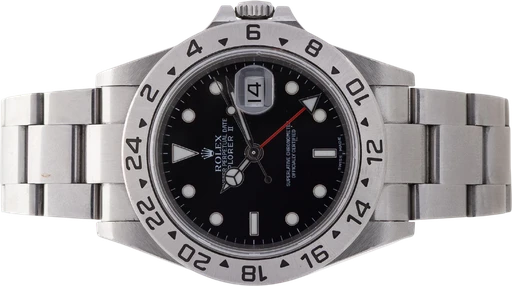 Titel: Explorer II af stål, ref. 16570, Ø40 mm, 2007 (Nyhed)
Mærke: Rolex
Model: Explorer II
Ref.: 16570
Årgang: 2007
Tilbehør: Boks og Papirer
Pris: 35.000 kr.
Diameter: 40mm
Funktioner: Dato, GMT
Skivefarve: Sort
Rem: Metal
Kassemateriale: Stål
Kategori: Sport
Køn: Herre
Match: 100.0%
Billedet ejes af Lauritz (1152297) Et Rolex ur