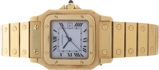 Titel: Santos Carrée Automatic af 18 kt. guld, 29 x 41 mm, 1985 (Nyhed)
Mærke: Cartier
Model: Santos Carrée Automatic
Ref.: 2960
Årgang: 1985
Tilbehør: Boks og Papirer
Pris: 70.000 kr.
Diameter: 41mm
Funktioner: Dato
Skivefarve: Hvid
Rem: Metal
Kassemateriale: Guld
Kategori: Sport
Køn: Herre
Match: 100.0%
Billedet ejes af Lauritz (1152300) Et Cartier ur