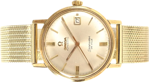 Titel: Vintage Seamaster DeVille Automatic i guld , 1960/70'erne.
Mærke: Omega
Model: Seamaster DeVille Automatic
Ref.: null
Årgang: 1960
Tilbehør: Boks
Stand: 8.5 (Brugt)
Pris: 35.000 kr.
Diameter: 34mm
Funktioner: Dato
Skivefarve: Gul
Rem: Metal
Kassemateriale: Guld
Kategori: Dress
Køn: Herre
Match: 100.0%
Billedet ejes af Lauritz (930972) Et Omega ur