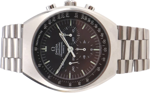 Titel: Speedmaster 'Mark II', vintage herrearmbåndsur
Mærke: Omega
Model: Speedmaster 'Mark II'
Ref.: 145.034
Årgang:
Tilbehør:
Stand: 7.0 (Brugt)
Pris: 22.000 kr.
Diameter: 40mm
Funktioner: Kronograf
Skivefarve: Sort
Rem: Metal
Kassemateriale: Stål
Kategori: Racing
Køn: Herre
Match: 100.0%
Billedet ejes af Lauritz (952182) Et Omega ur