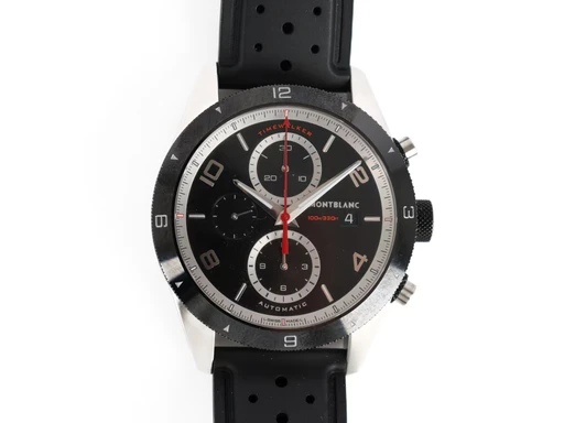 Title: : 'TimeWalker' armbåndsur af stål. Automatisk kronograf værk 116096. Ø 43 mm. (New)
Brand: Montblanc
Model: TimeWalker
Ref: null
Category: Racing
Diameter: 43mm
Functions: Kronograf, Dato
Year: null
Price: 18500
Condition: undefined
Dial Color: Sort
Strap: Gummi
Case material: Stål
Gender: Herre
Match: 100.0%
Billedet er ejet af Lauritz (444124) Et Montblanc ur
