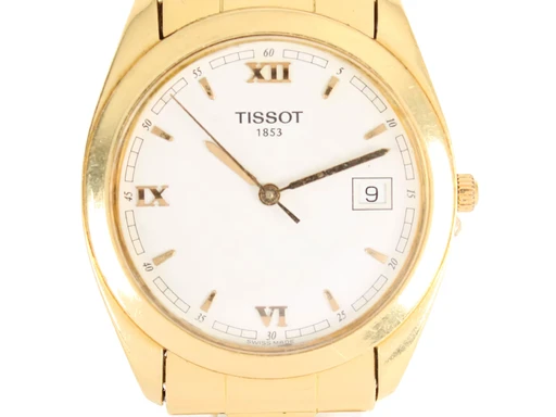 Title: Herrearmbåndsur fra med urkasse og lænke af 18 kt guld
Brand: Tissot
Model:
Ref: null
Category: Dress
Diameter: 34mm
Functions: Dato
Year:
Price: 58000
Condition: 6.0
Dial Color: Hvid
Strap: Metal
Case material: Guld
Gender: Herre
Match: 100.0%
Billedet er ejet af Lauritz (446471) Et Tissot ur